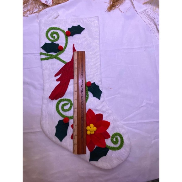 Christmas Stocking, The Bon-Ton Store, New , White with Colorful Felt appliques - Picture 11 of 11